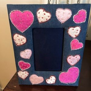 Denim Pink Heart 4 x 6 Frame
